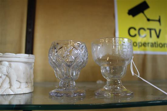 Bonnet moulded sweetmeat glass and a wheel engraved sweetmeat glass, 18th century